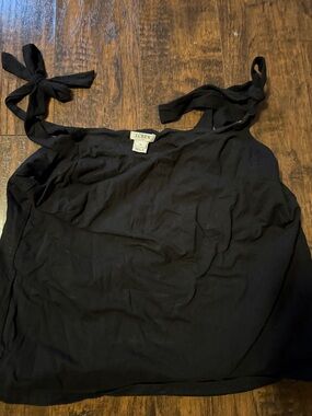 J. Crew Black Tie-Shoulder Tank